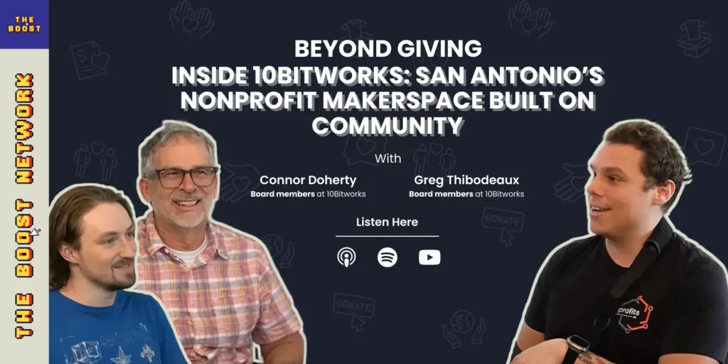 Beyond Giving Cover image with Zac, Connor and Greg from 10Bitworks Makerspace